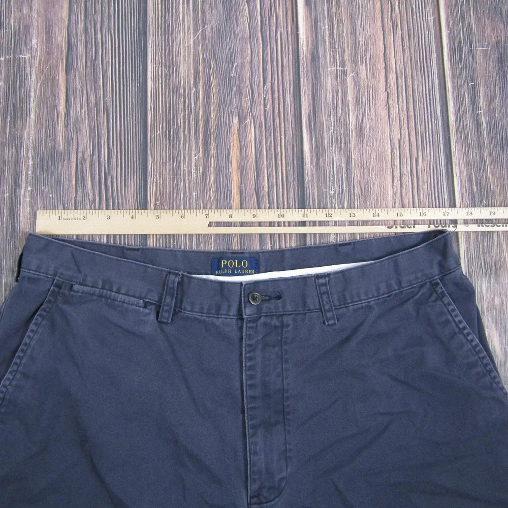Polo Ralph Lauren Chino Shorts Mens 36 Blue Cotton Flat Front Pockets Casual